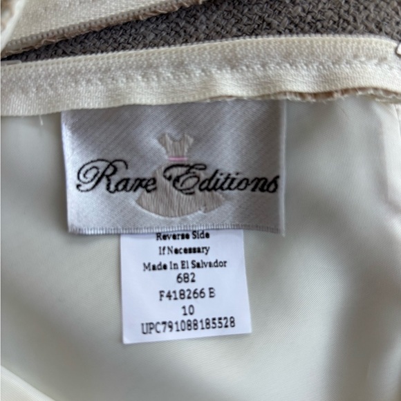 Rare Editions Cream and Taupe Lace Tulle Formal Party Dress Princess Wedding 10 - Picture 6 of 7